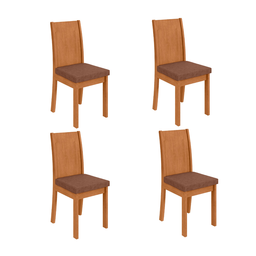 Conjunto com 4 Cadeiras Athenas Revestimento Sintético Avelã e Amêndoa
