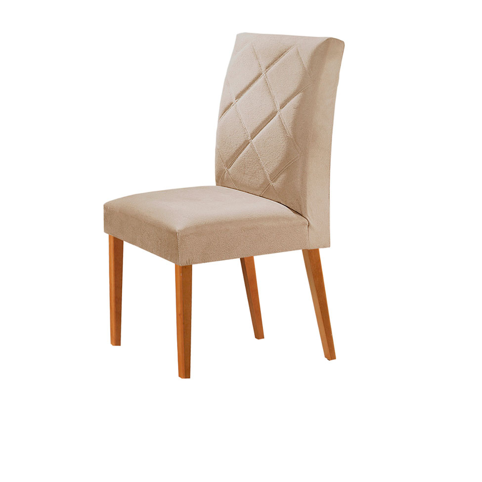 Conjunto com 4 Cadeiras Aurora Veludo Bege e Capuccino
