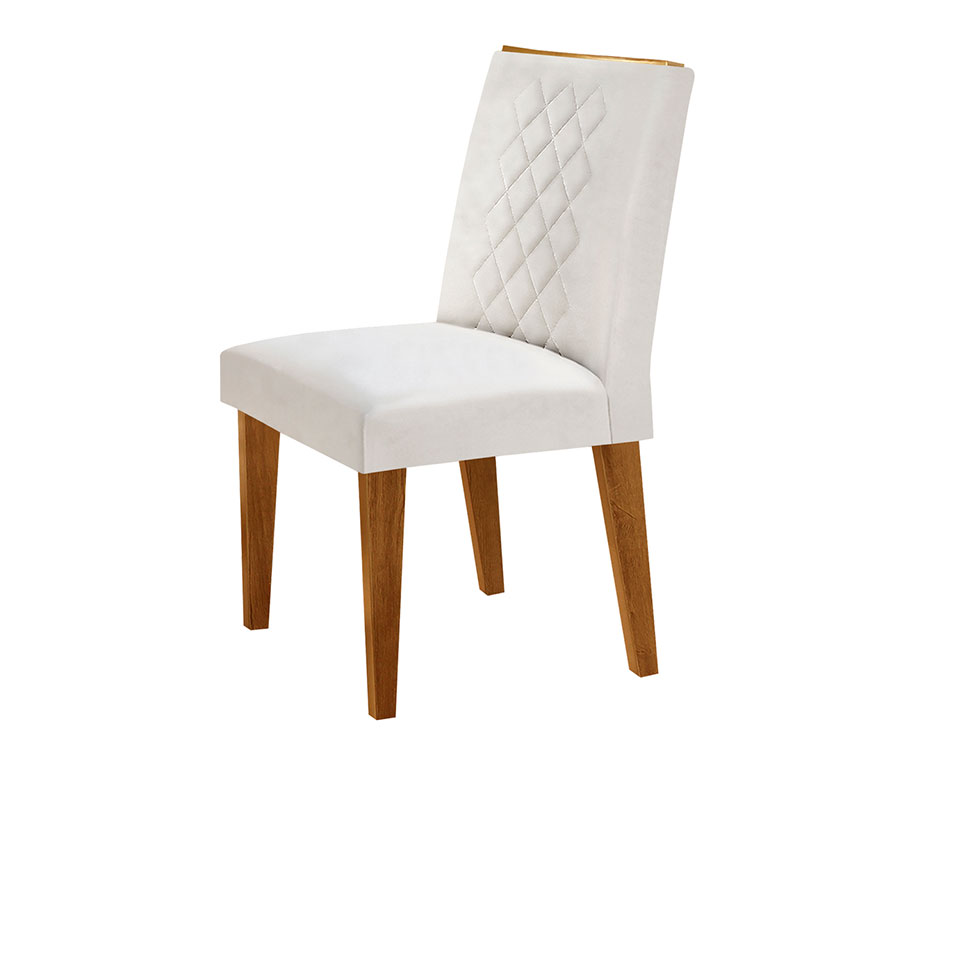 Conjunto com 4 Cadeiras Bari Veludo Pérola e Capuccino