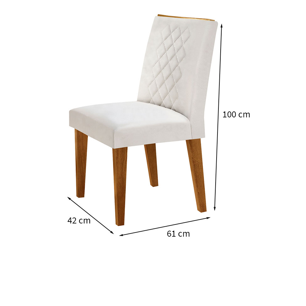 Conjunto com 4 Cadeiras Bari Veludo Pérola e Capuccino