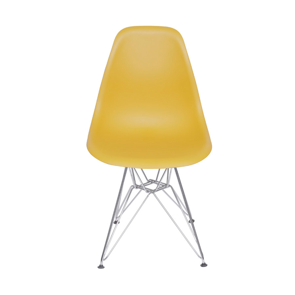 Conjunto com 4 Cadeiras DKR Eames Açafrão e Cromado