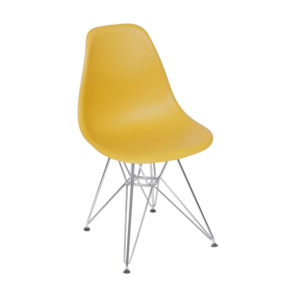 Conjunto com 4 Cadeiras DKR Eames Açafrão e Cromado