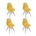 Conjunto com 4 Cadeiras DKR Eames Açafrão e Madeira
