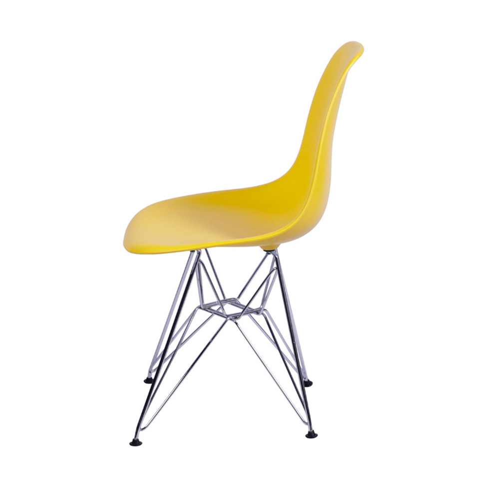 Conjunto com 4 Cadeiras DKR Eames Amarelo e Cromado