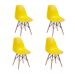 Conjunto com 4 Cadeiras DKR Eames Amarelo e Madeira