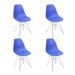 Conjunto com 4 Cadeiras DKR Eames Azul Escuro e Cromado