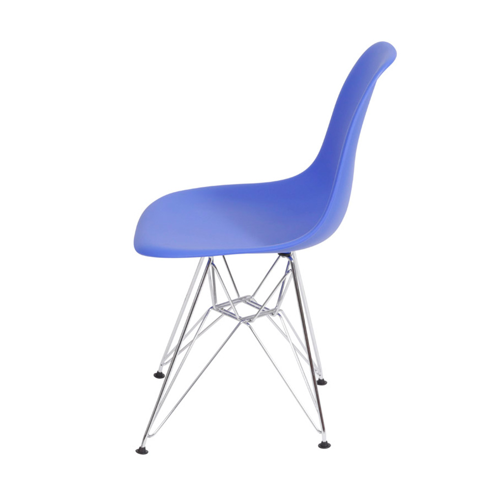 Conjunto com 4 Cadeiras DKR Eames Azul Escuro e Cromado