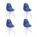 Conjunto com 4 Cadeiras DKR Eames Azul Marinho e Cromado