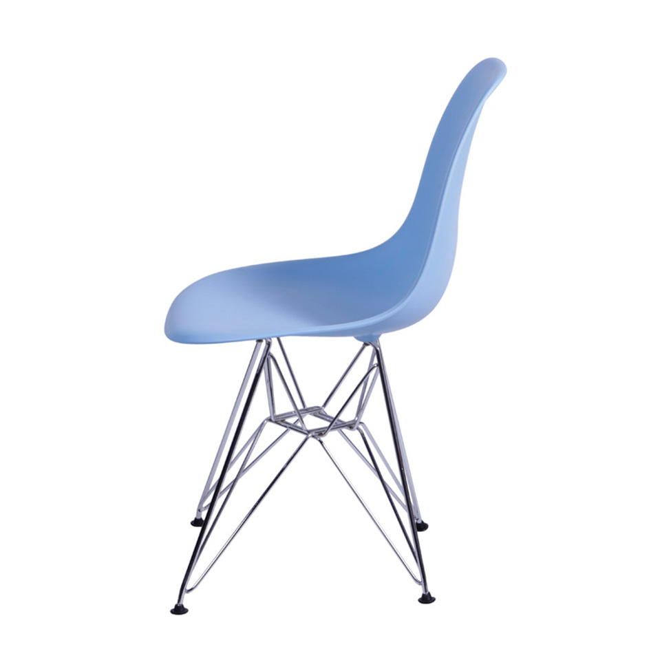 Conjunto com 4 Cadeiras DKR Eames Azul e Cromado