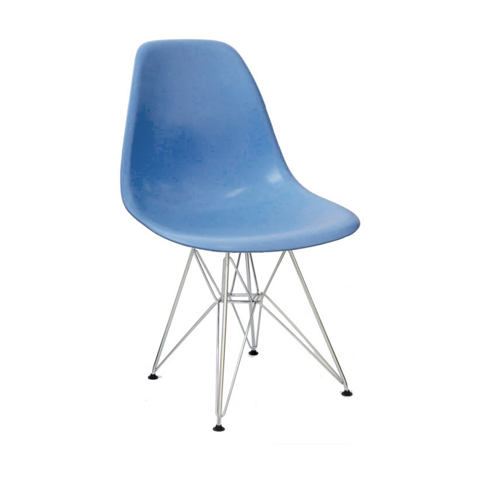 Conjunto com 4 Cadeiras DKR Eames Azul e Cromado