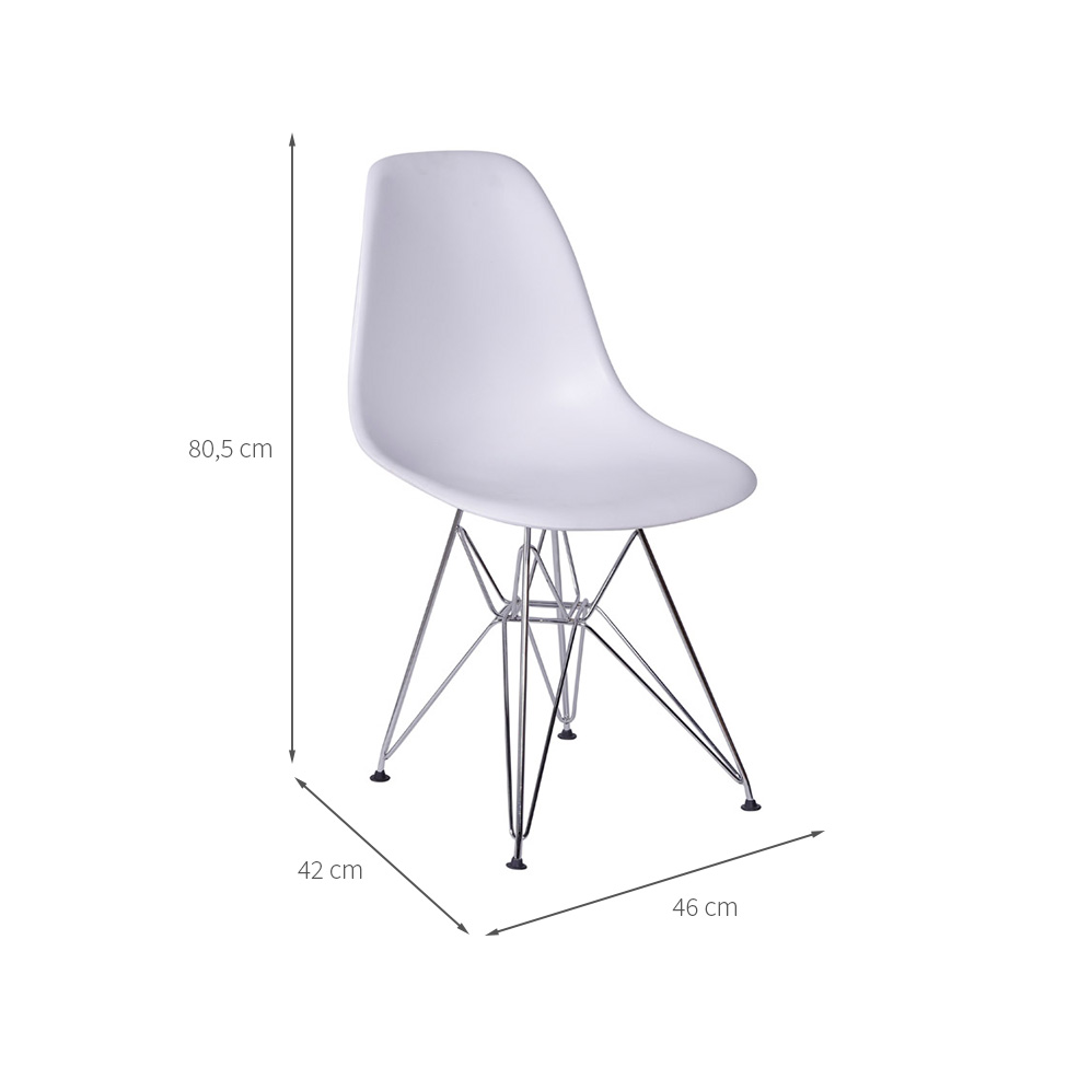 Conjunto com 4 Cadeiras DKR Eames Branco e Cromado
