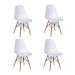 Conjunto com 4 Cadeiras DKR Eames Branco e Madeira