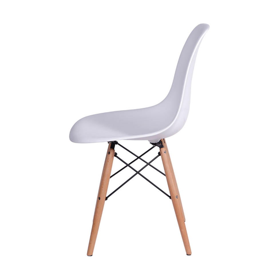 Conjunto com 4 Cadeiras DKR Eames Branco e Madeira