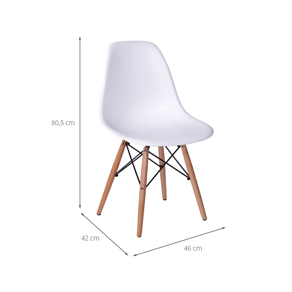 Conjunto com 4 Cadeiras DKR Eames Branco e Madeira