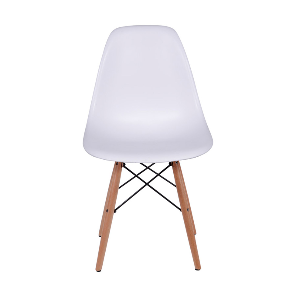 Conjunto com 4 Cadeiras DKR Eames Branco e Madeira