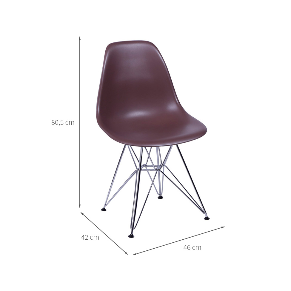 Conjunto com 4 Cadeiras DKR Eames Café e Cromado