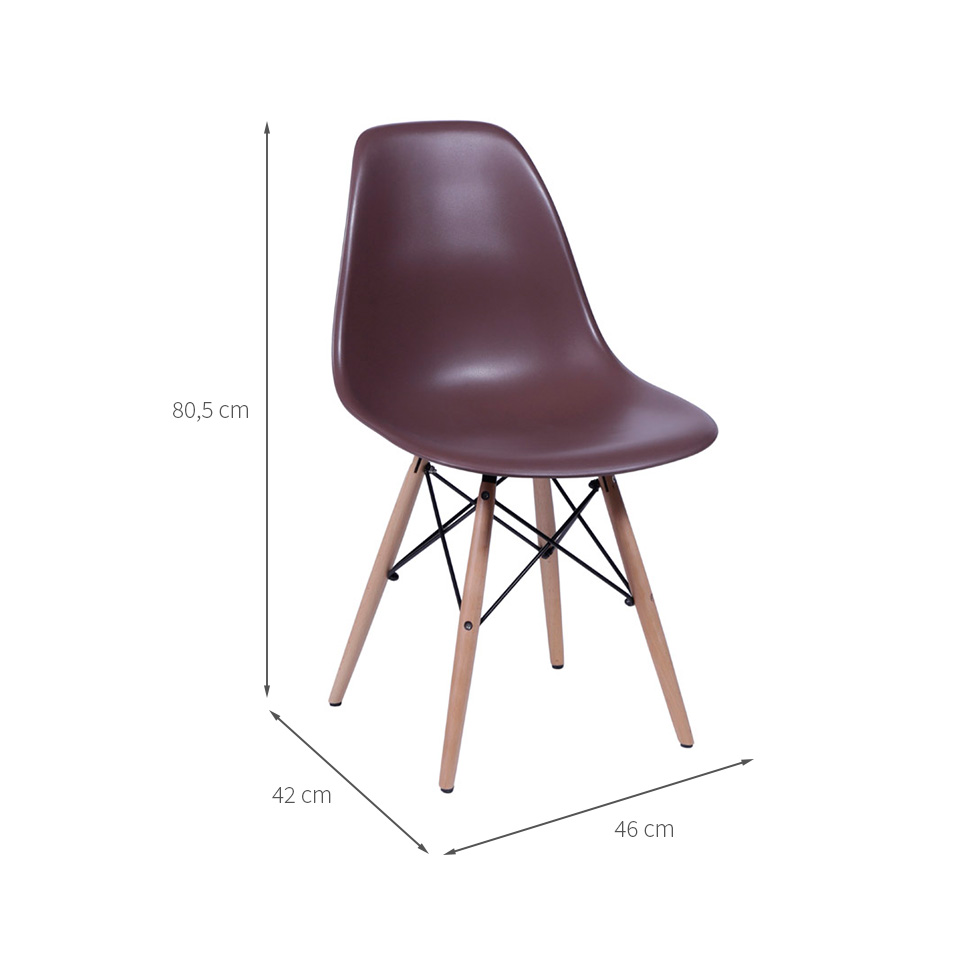 Conjunto com 4 Cadeiras DKR Eames Café e Madeira