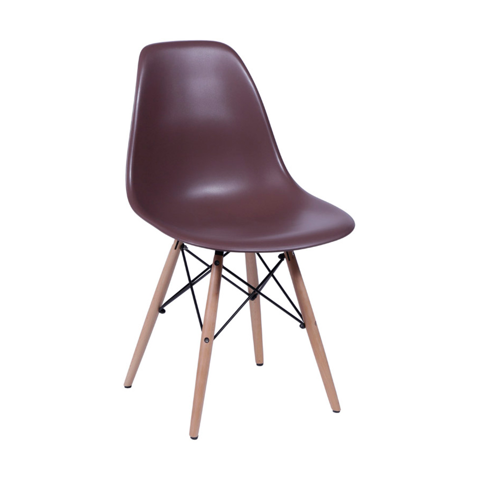 Conjunto com 4 Cadeiras DKR Eames Café e Madeira