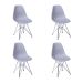 Conjunto com 4 Cadeiras DKR Eames Cinza e Cromado
