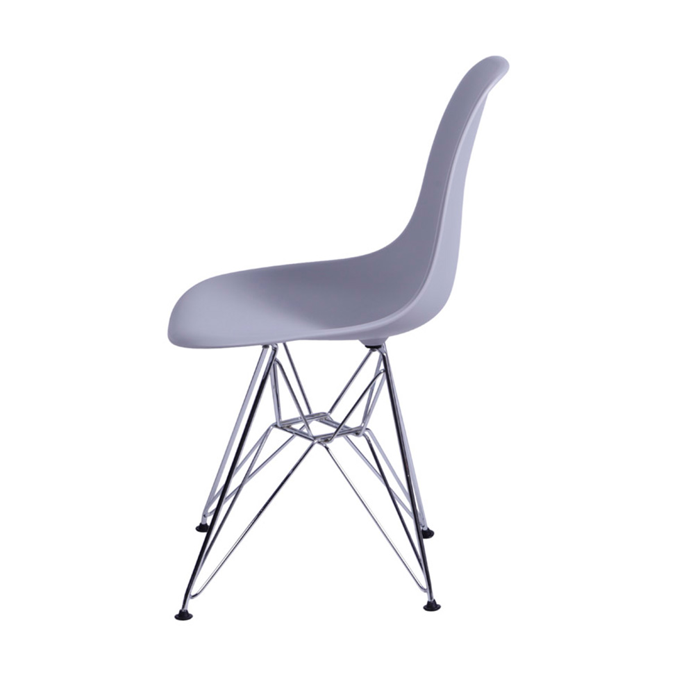 Conjunto com 4 Cadeiras DKR Eames Cinza e Cromado