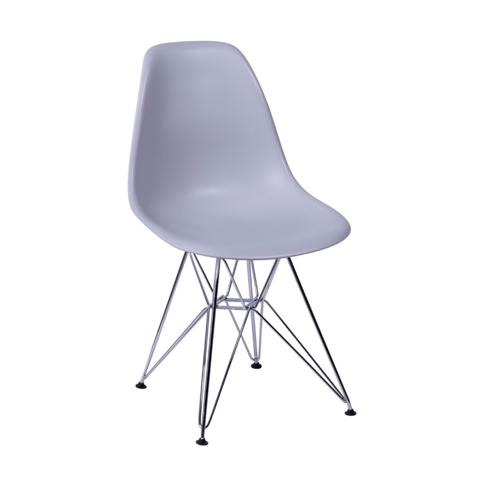 Conjunto com 4 Cadeiras DKR Eames Cinza e Cromado