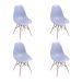 Conjunto com 4 Cadeiras DKR Eames Cinza e Madeira
