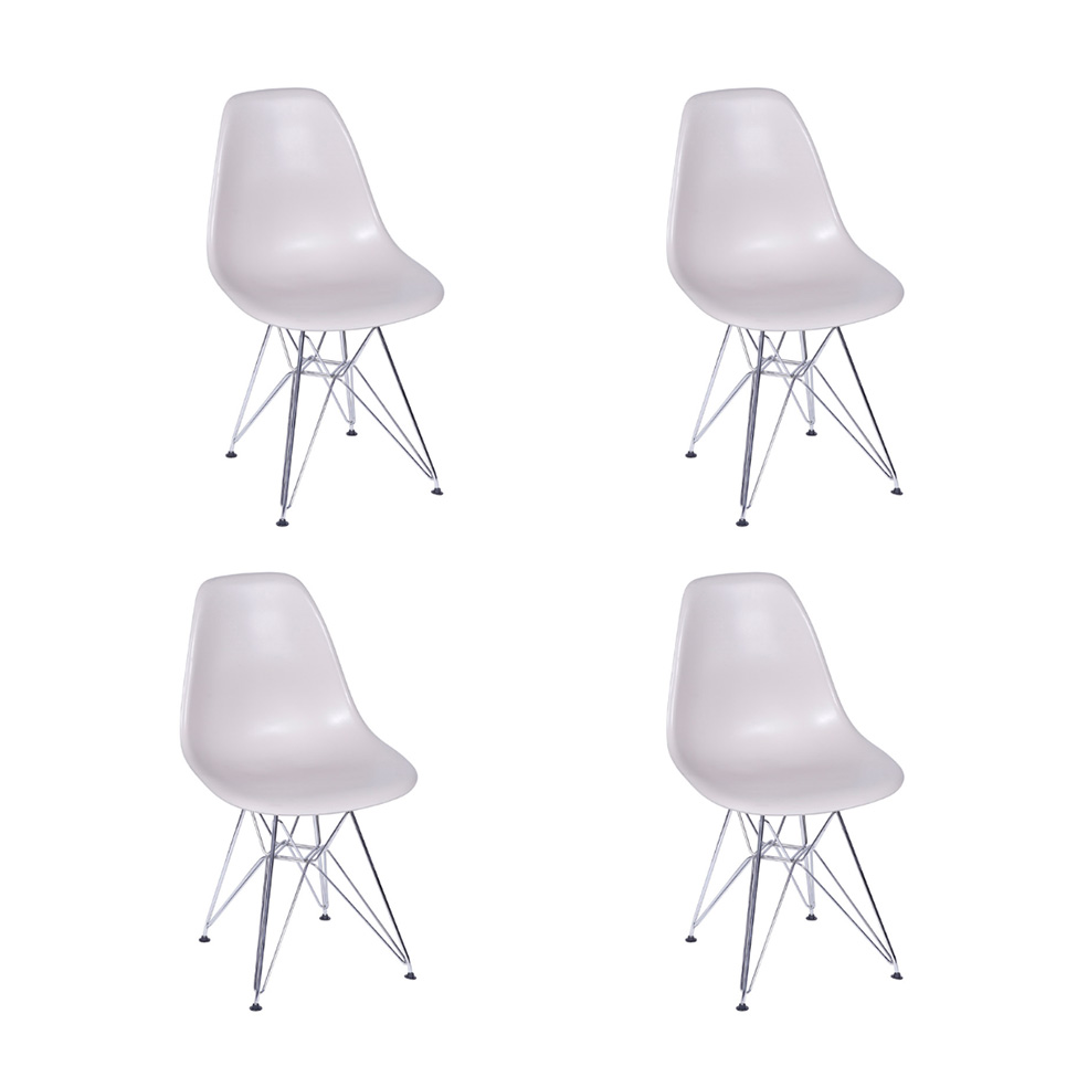 Conjunto com 4 Cadeiras DKR Eames Fendi e Cromado