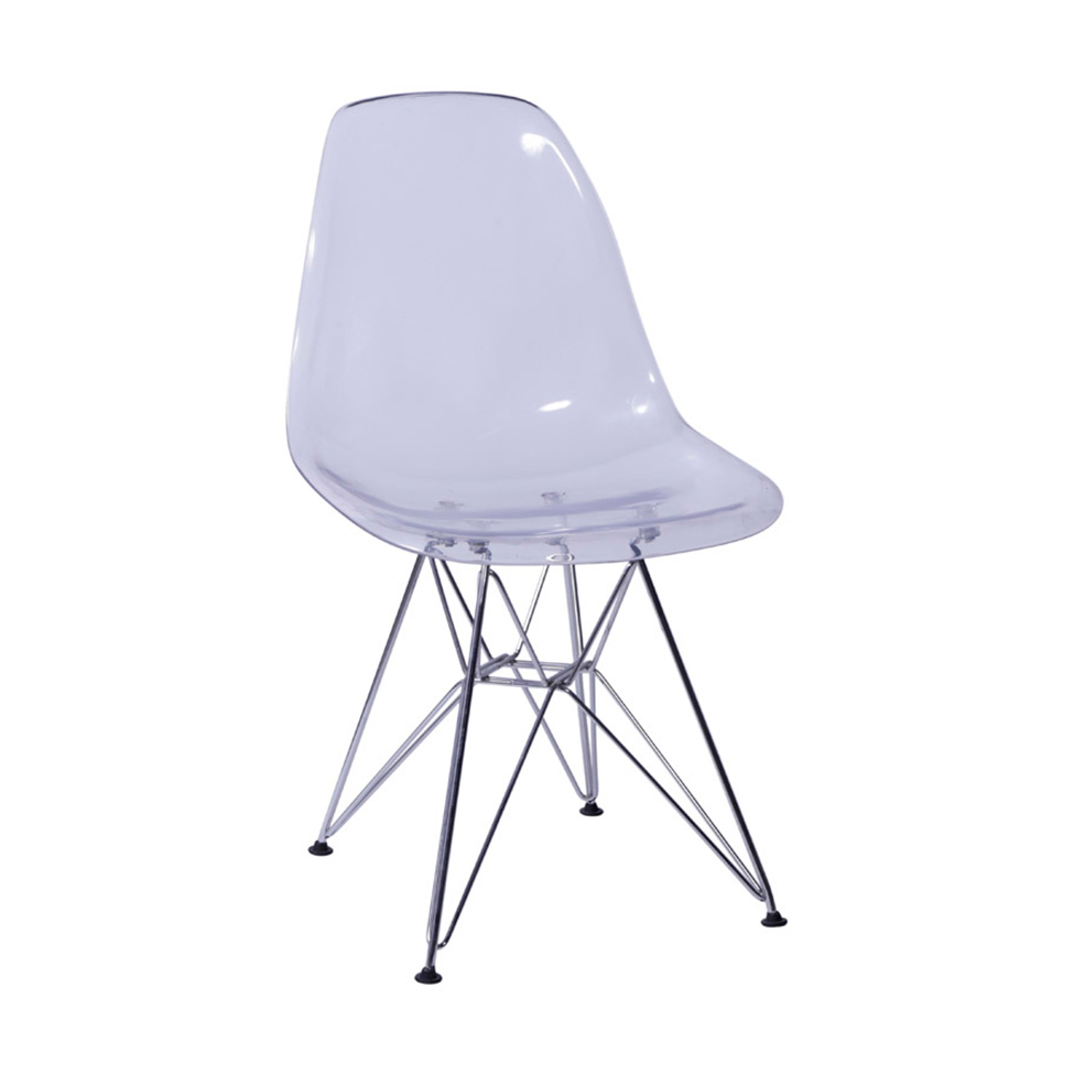 Conjunto com 4 Cadeiras DKR Eames Incolor e Cromado