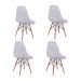 Conjunto com 4 Cadeiras DKR Eames Incolor e Madeira