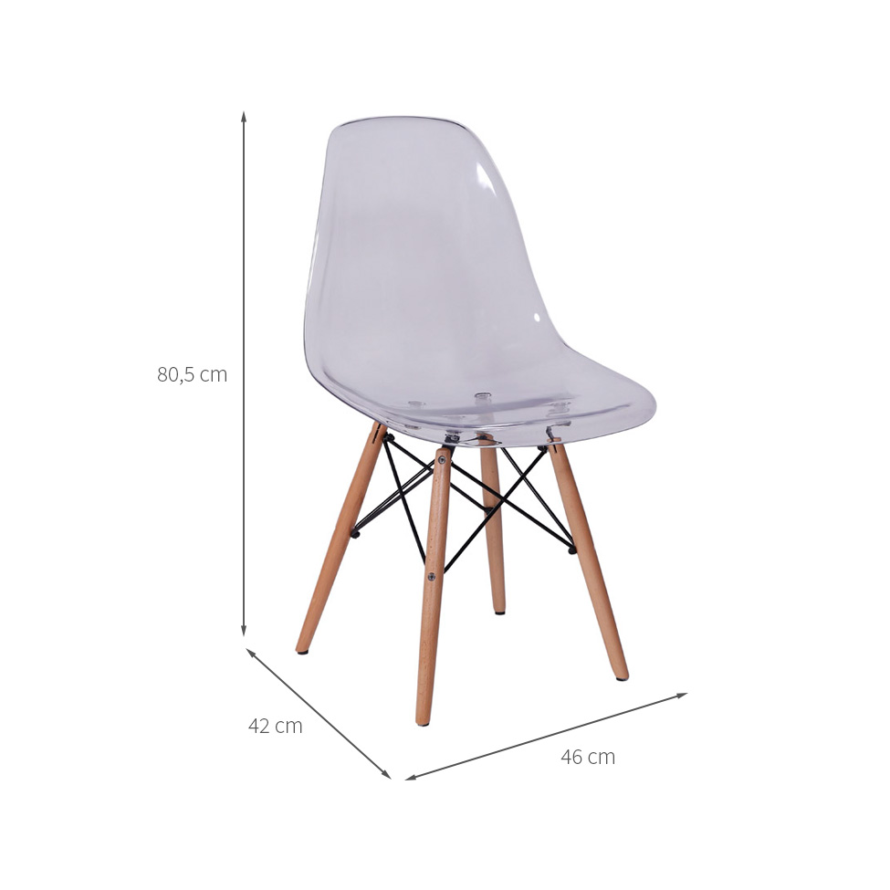 Conjunto com 4 Cadeiras DKR Eames Incolor e Madeira