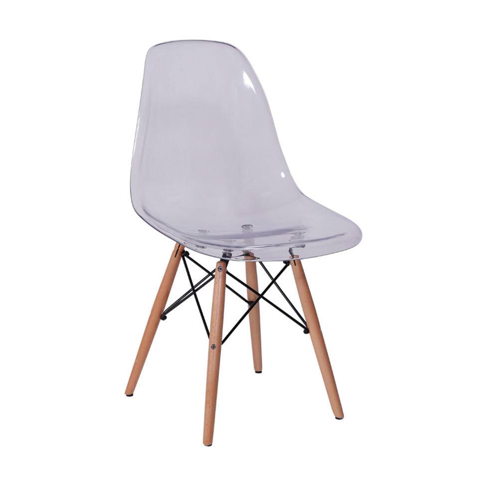 Conjunto com 4 Cadeiras DKR Eames Incolor e Madeira