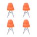 Conjunto com 4 Cadeiras DKR Eames Laranja e Cromado