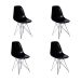 Conjunto com 4 Cadeiras DKR Eames Preto e Cromado