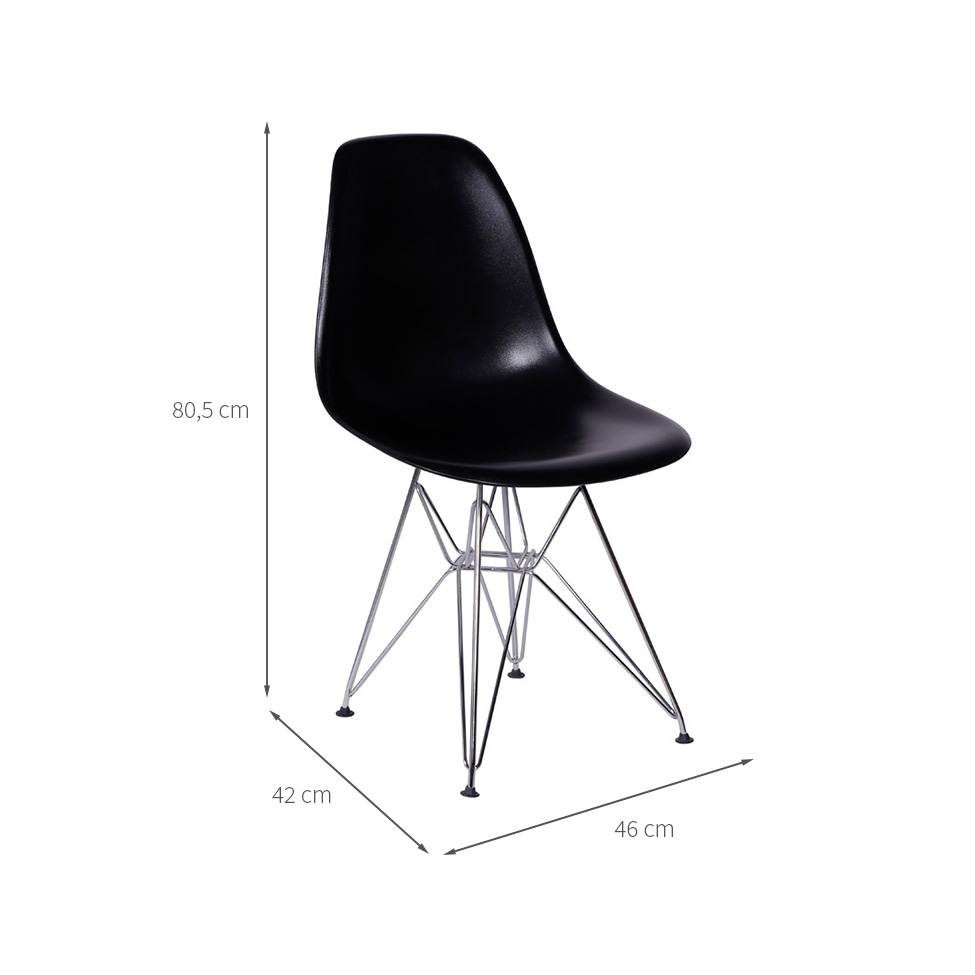 Conjunto com 4 Cadeiras DKR Eames Preto e Cromado