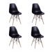 Conjunto com 4 Cadeiras DKR Eames Preto e Madeira