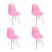 Conjunto com 4 Cadeiras DKR Eames Rosa e Cromado