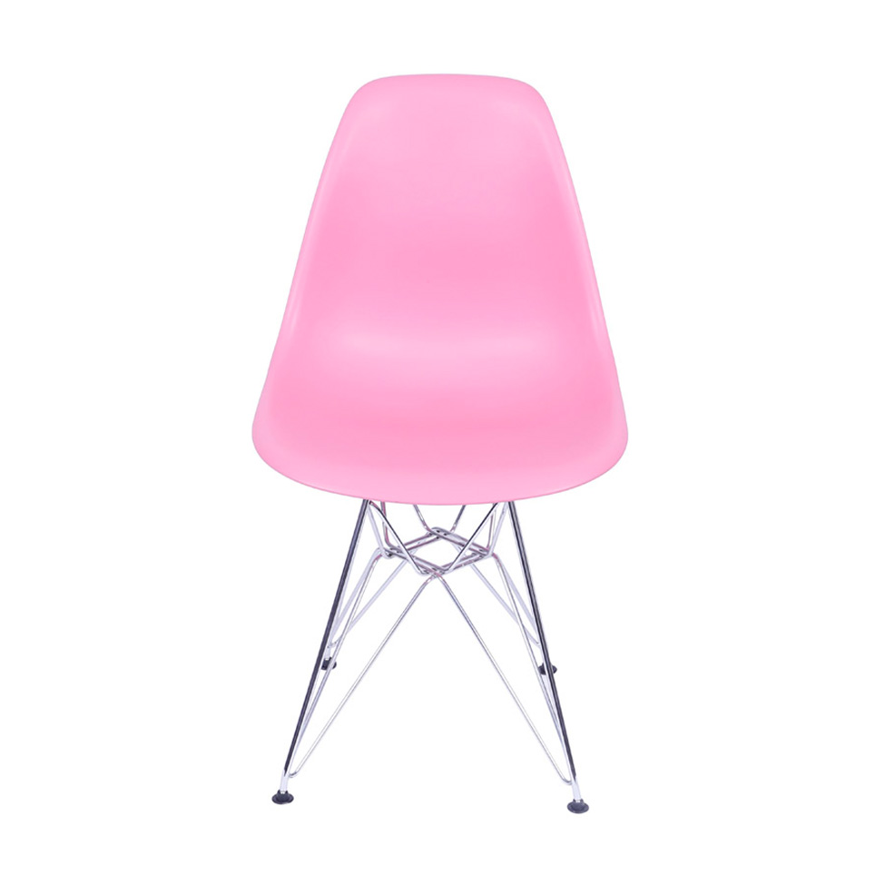 Conjunto com 4 Cadeiras DKR Eames Rosa e Cromado