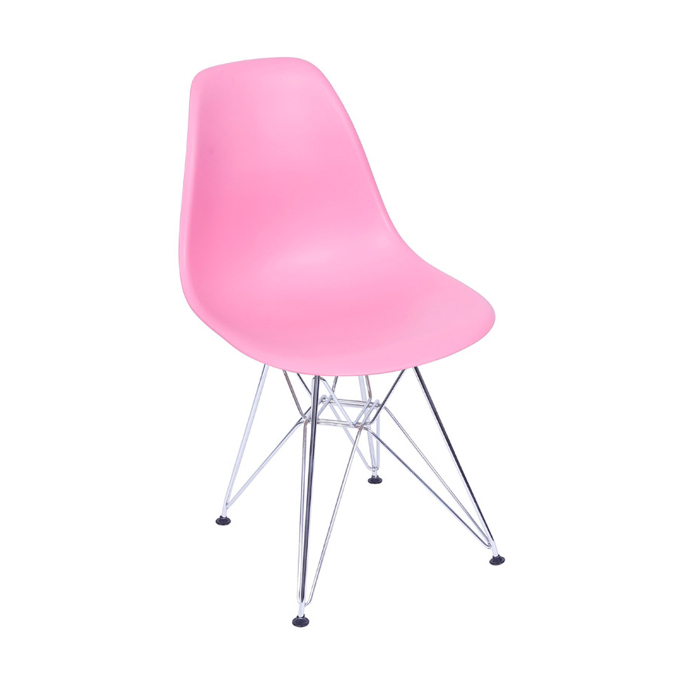 Conjunto com 4 Cadeiras DKR Eames Rosa e Cromado