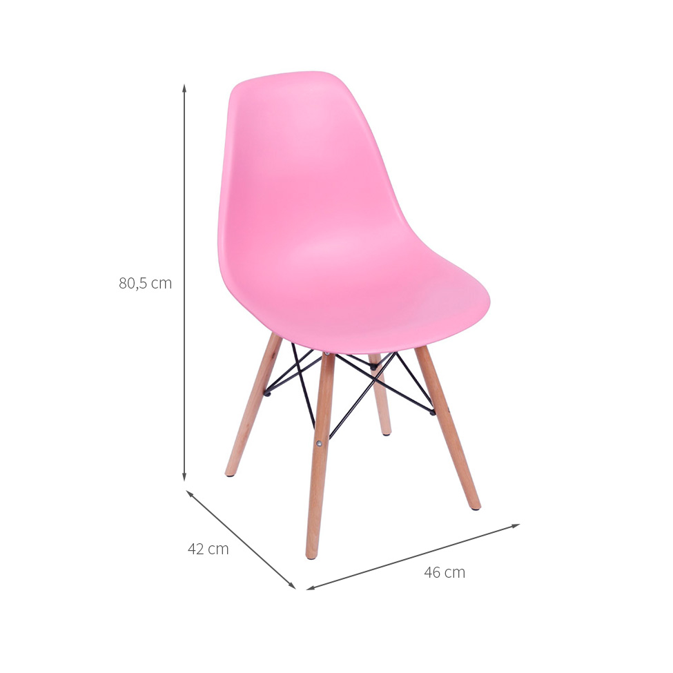 Conjunto com 4 Cadeiras DKR Eames Rosa e Madeira