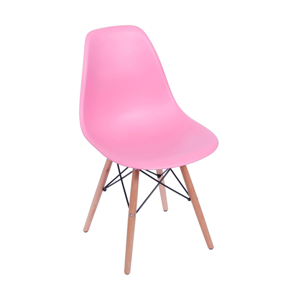 Conjunto com 4 Cadeiras DKR Eames Rosa e Madeira