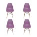 Conjunto com 4 Cadeiras DKR Eames Roxo e Madeira