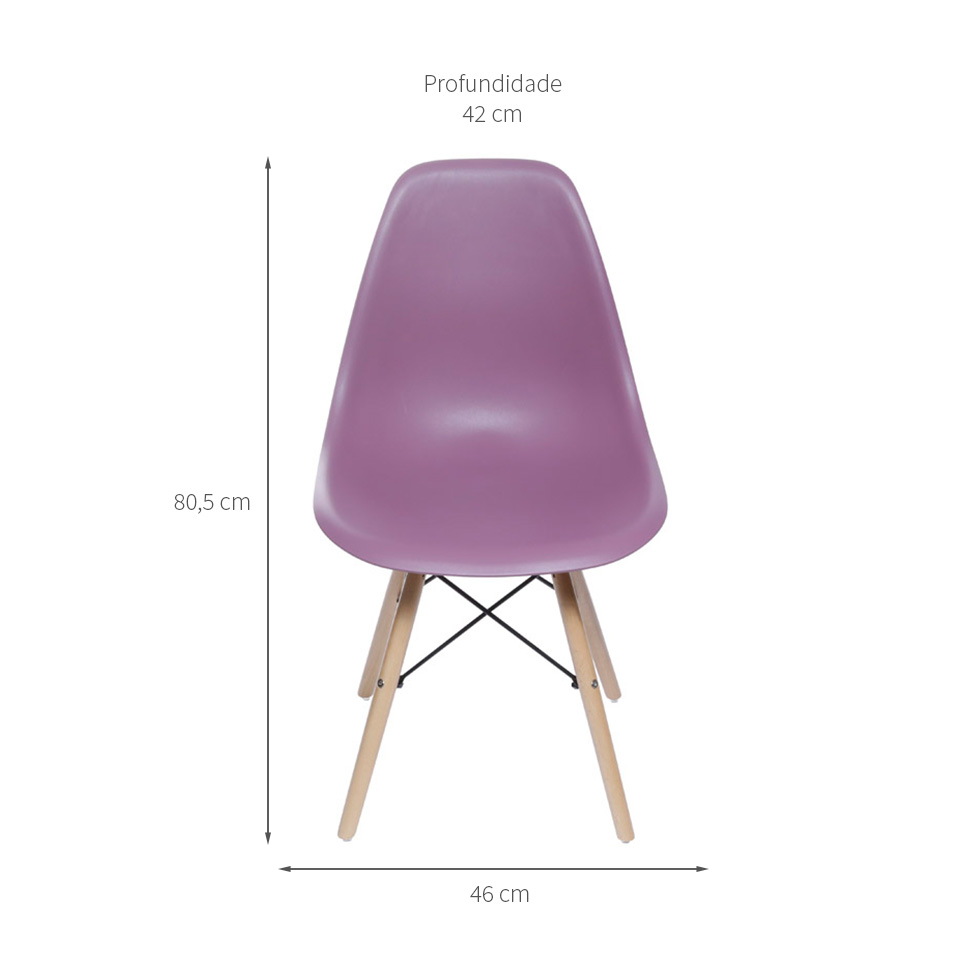 Conjunto com 4 Cadeiras DKR Eames Roxo e Madeira