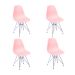 Conjunto com 4 Cadeiras DKR Eames Salmão e Cromado