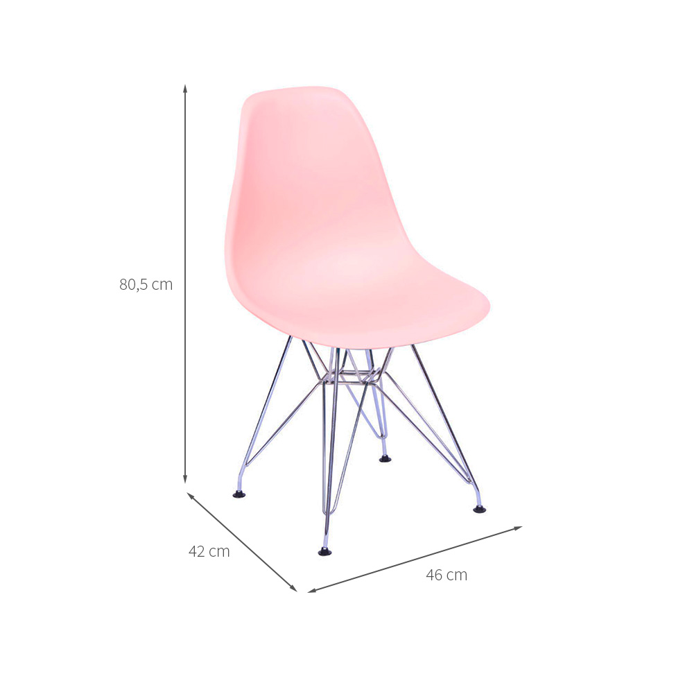Conjunto com 4 Cadeiras DKR Eames Salmão e Cromado