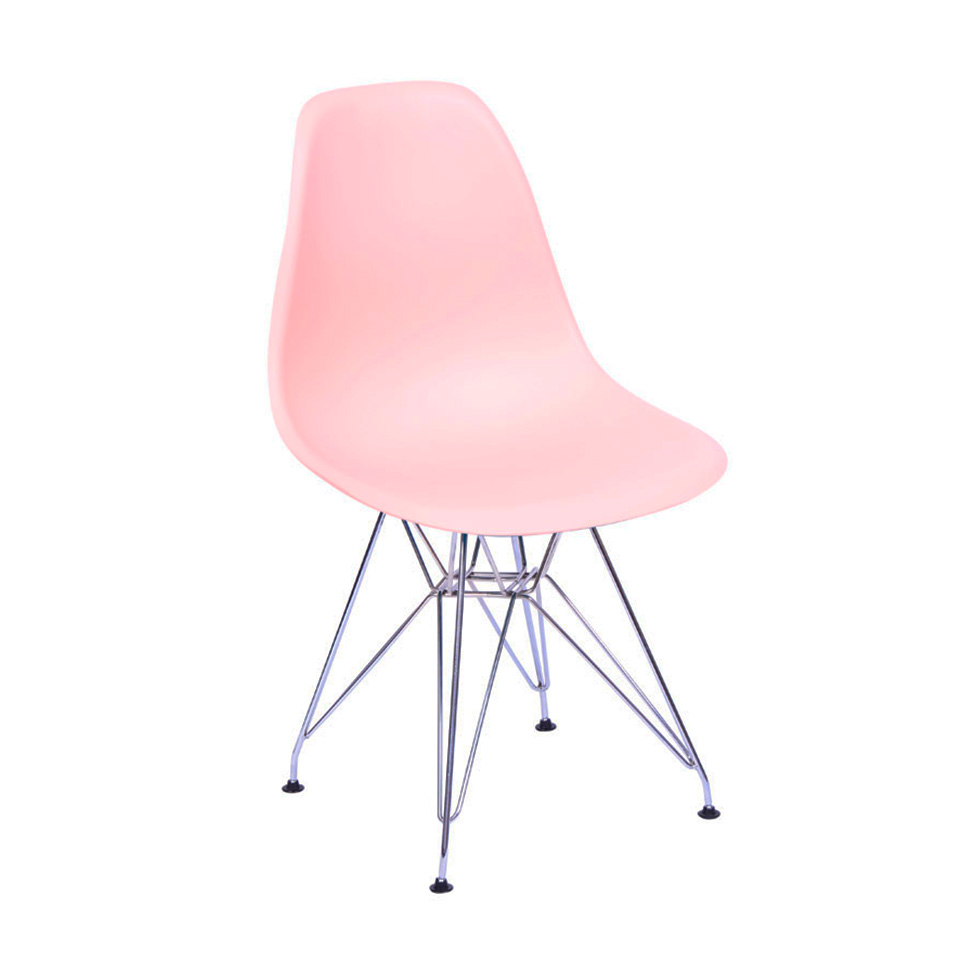 Conjunto com 4 Cadeiras DKR Eames Salmão e Cromado