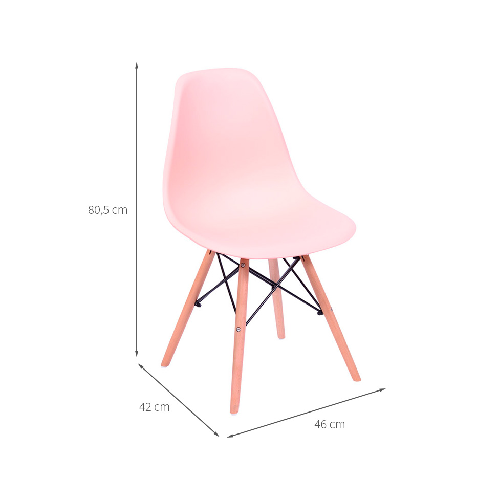 Conjunto com 4 Cadeiras DKR Eames Salmão e Madeira