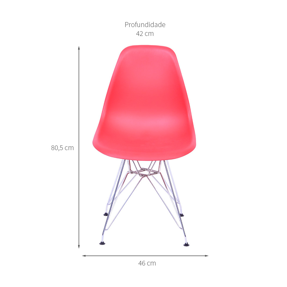 Conjunto com 4 Cadeiras DKR Eames Telha e Cromado