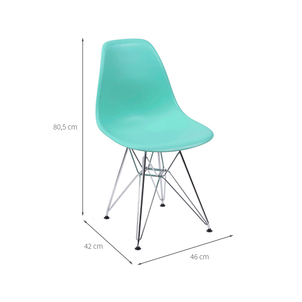 Conjunto com 4 Cadeiras DKR Eames Turquesa e Cromado