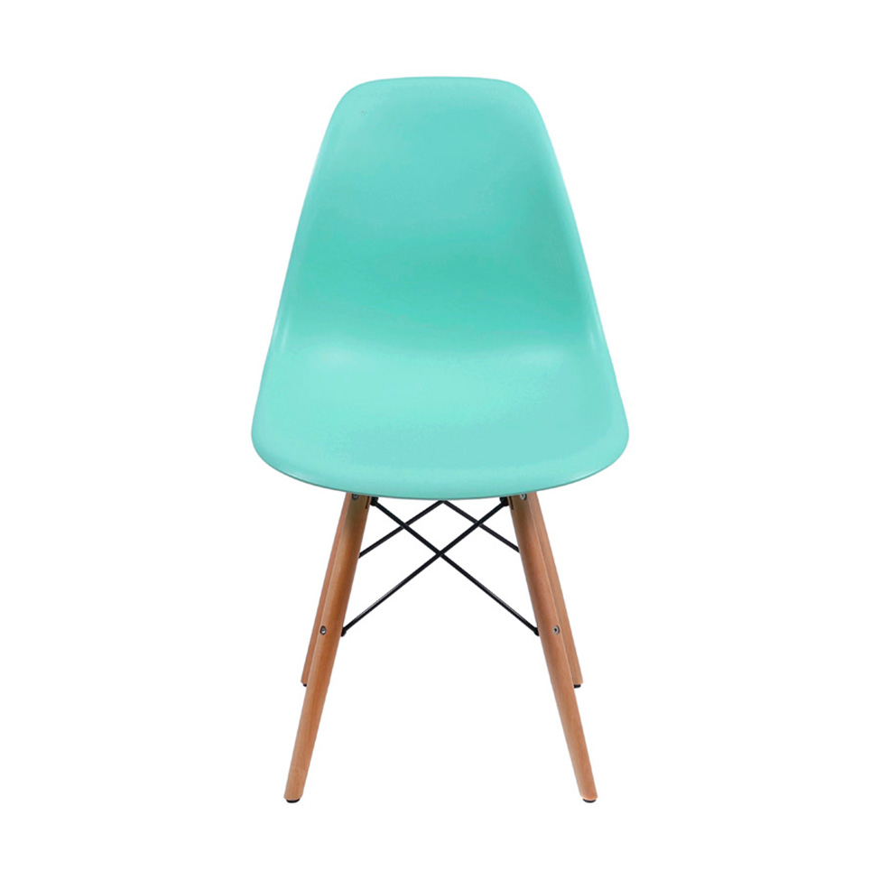 Conjunto com 4 Cadeiras DKR Eames Turquesa e Madeira