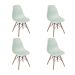 Conjunto com 4 Cadeiras DKR Eames Verde Claro e Madeira